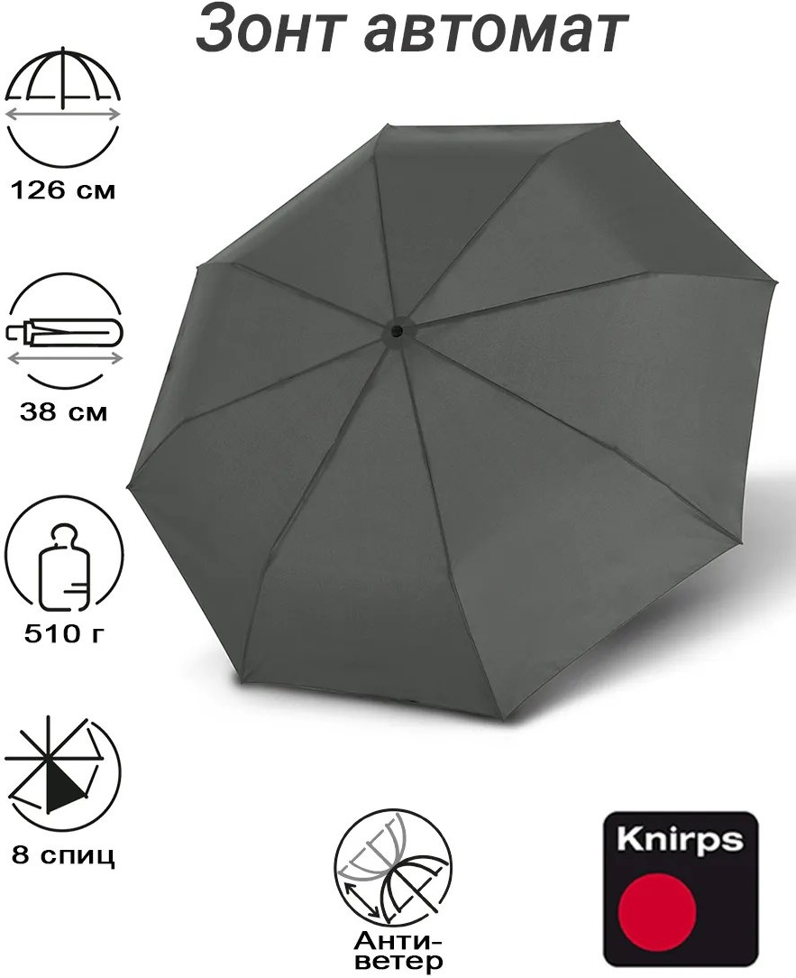 Складной зонт KNIRPS полуавтомат серый