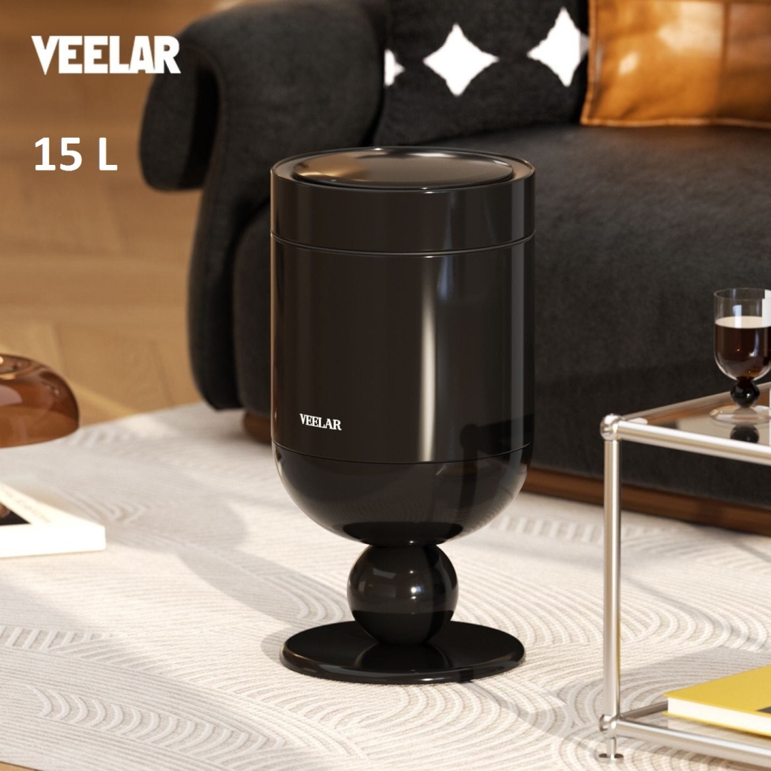 Мусорное ведро VEELAR 15 л 25x25x48 см, пластик, нержавеющая сталь, полипропилен