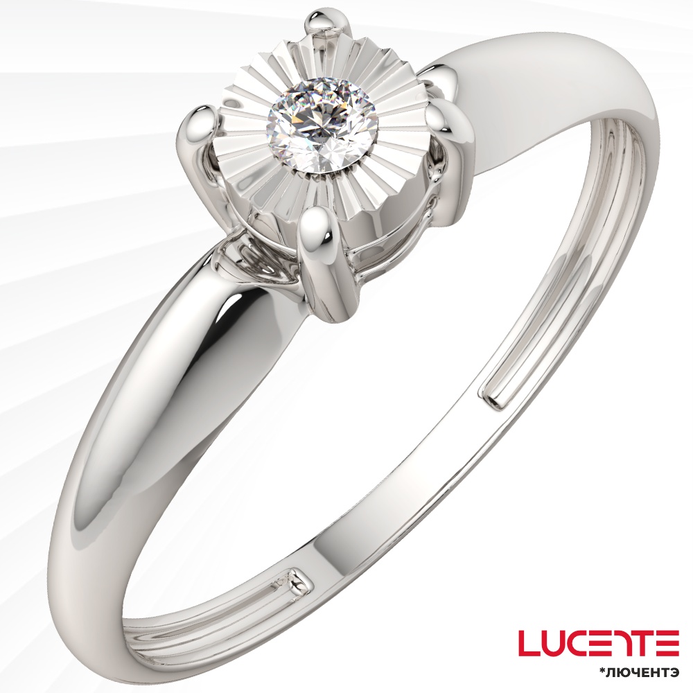Lucente Бриллианты Якутии RIN-LU-585-592908-165 размер 16.5 вес 0.865 г золото, бриллиант