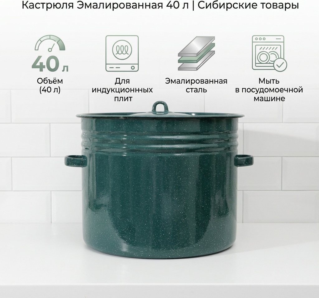 Кастрюля 40 л, Сибирские товары 1421516 эмаль