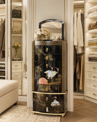 Комод ROF Dising, 50x38x125 см, черный, мультиколор