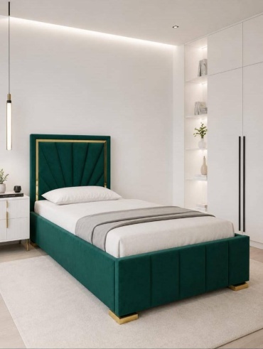 Кровать Olivya Luxury односпальная, 90x200 см (с матрасом, без подъёмного механизма) зеленый