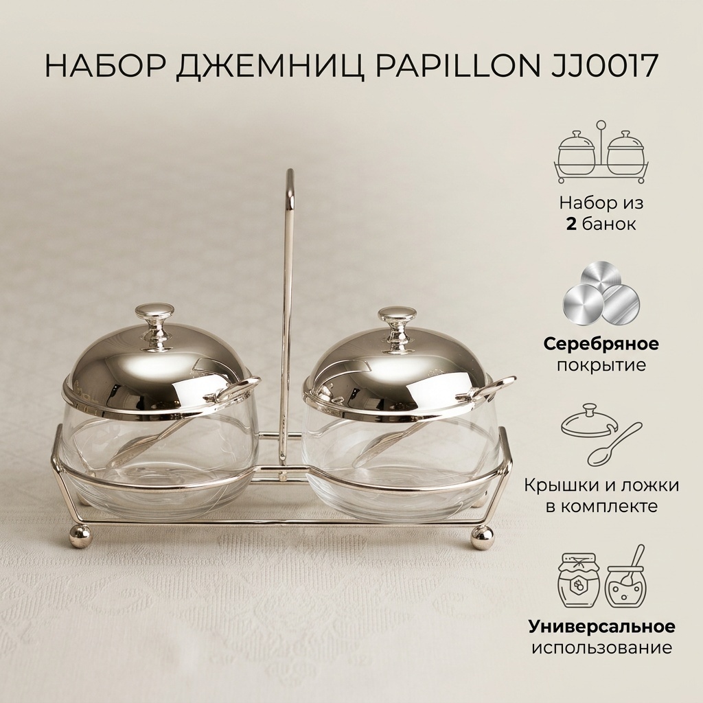 PAPILLON банка JJ0017, серебро, стекло