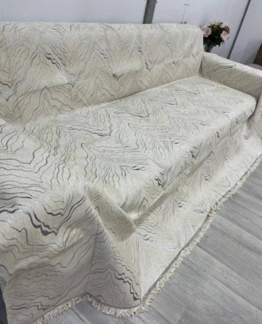 Home Textile дивандек для дивана W9876 серебристый, айвори 180x200 см