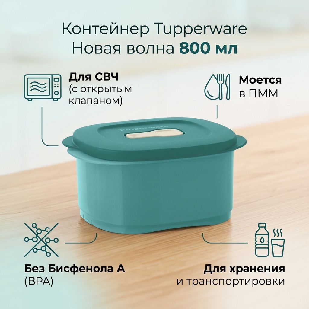 Tupperware контейнер РП872-1 1 шт, полипропилен