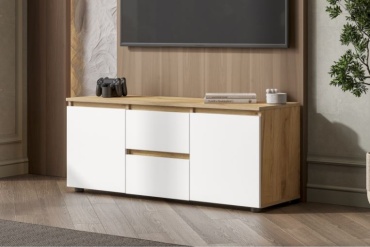 ТВ-тумба напольная Ventrix Люмо, 120x49.6x40 см, белый, коричневый