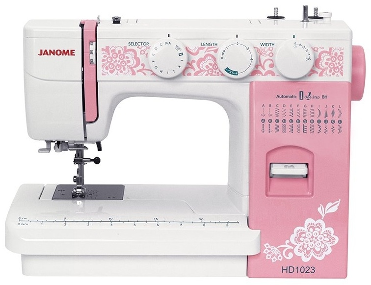 Швейная машина Janome HD1023 белый, розовый