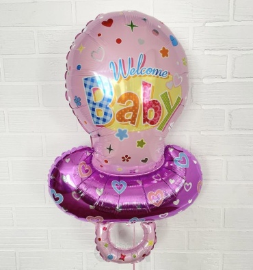 Воздушный шар Flexmetal Шар на выписку, соска для девочки, Welcome BABY 1 шт, мультиколор