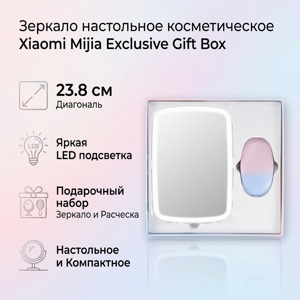 Xiaomi зеркало настольное косметическое Mijia Exclusive Gift Box 23.8 см