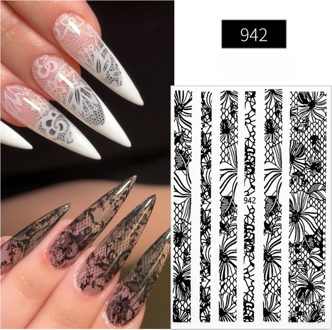 Наклейки Наклейки кружева JO-942 черные 1 шт