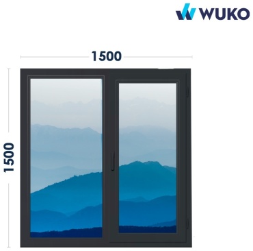 Пластиковое окно Wuko двухстворчатое 150x150 см, тип открывания поворотно-откидной