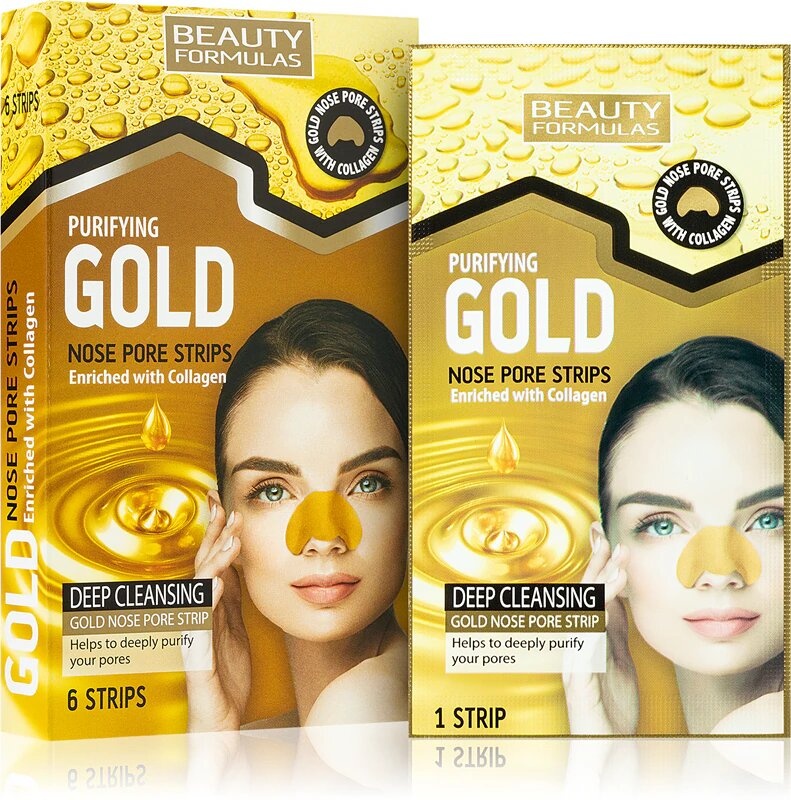 Маска для лица Beauty Formulas полоски Purifing Gold 6 шт