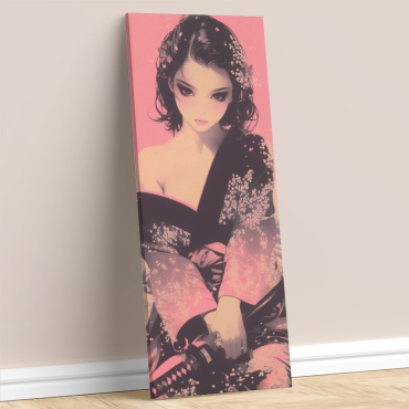 Картина Девушка в кимоно с мечом 35x90 см