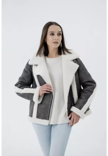 Дубленка Ikostyle серый, белый