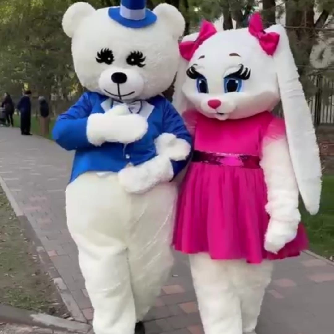 Карнавальный костюм Костюм Зайка Мишка белый, бежевый, красный