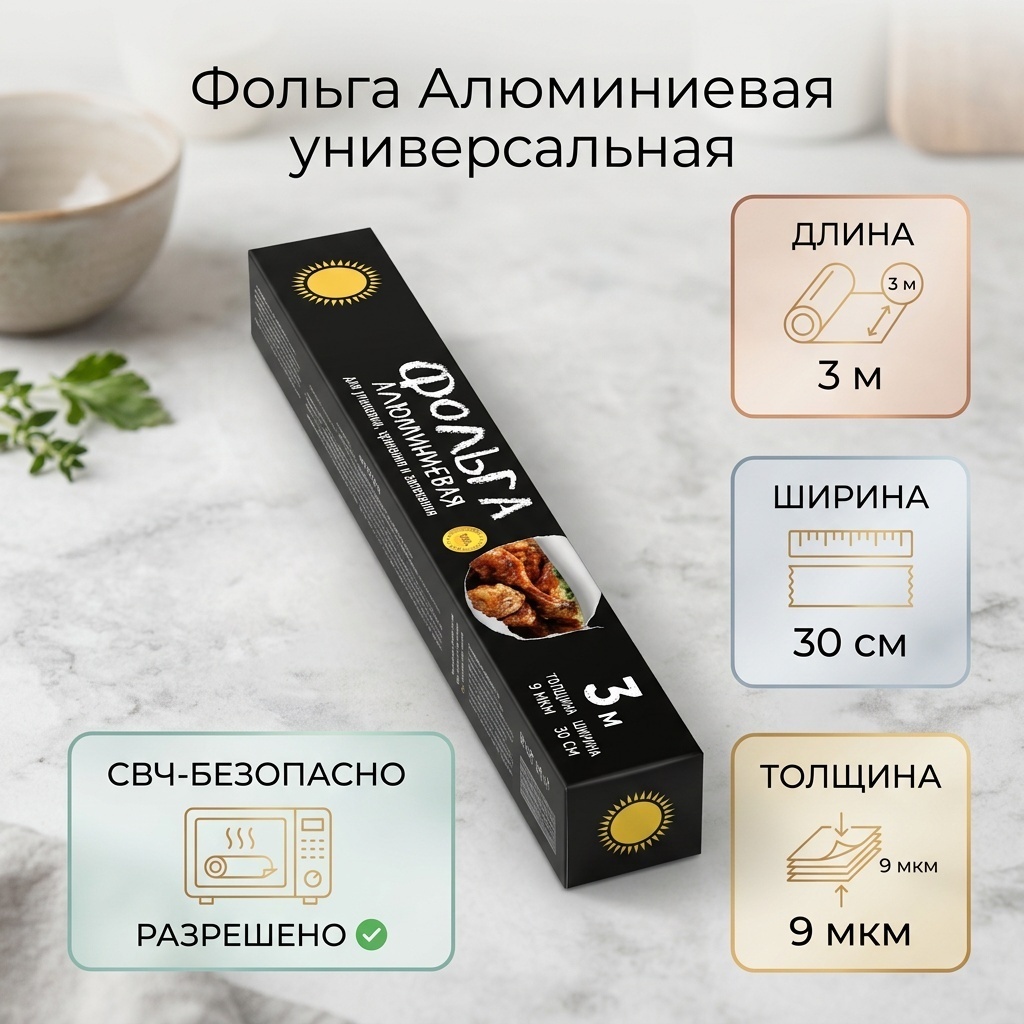 Фольга F666 для выпечки, для запекания, для хранения продуктов, универсальное