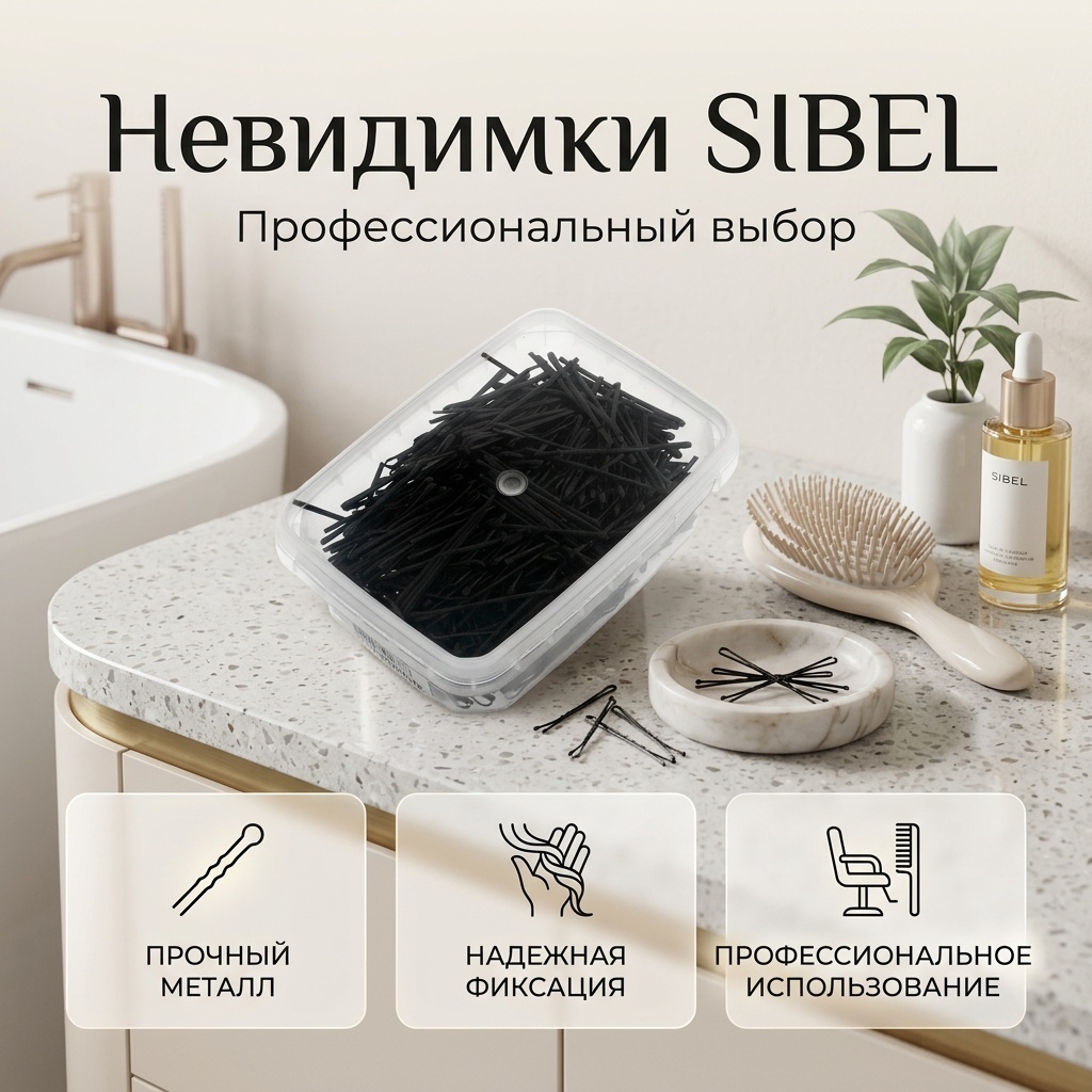 SIBEL невидимка 500 шт, черный