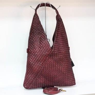 Сумка хобо Genuine Leather натуральная кожа марсала