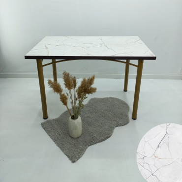 Обеденный стол MEBEL STYLE GROUP Обеденный стол , 120х80x75 см, ЛДСП, белый, золотой