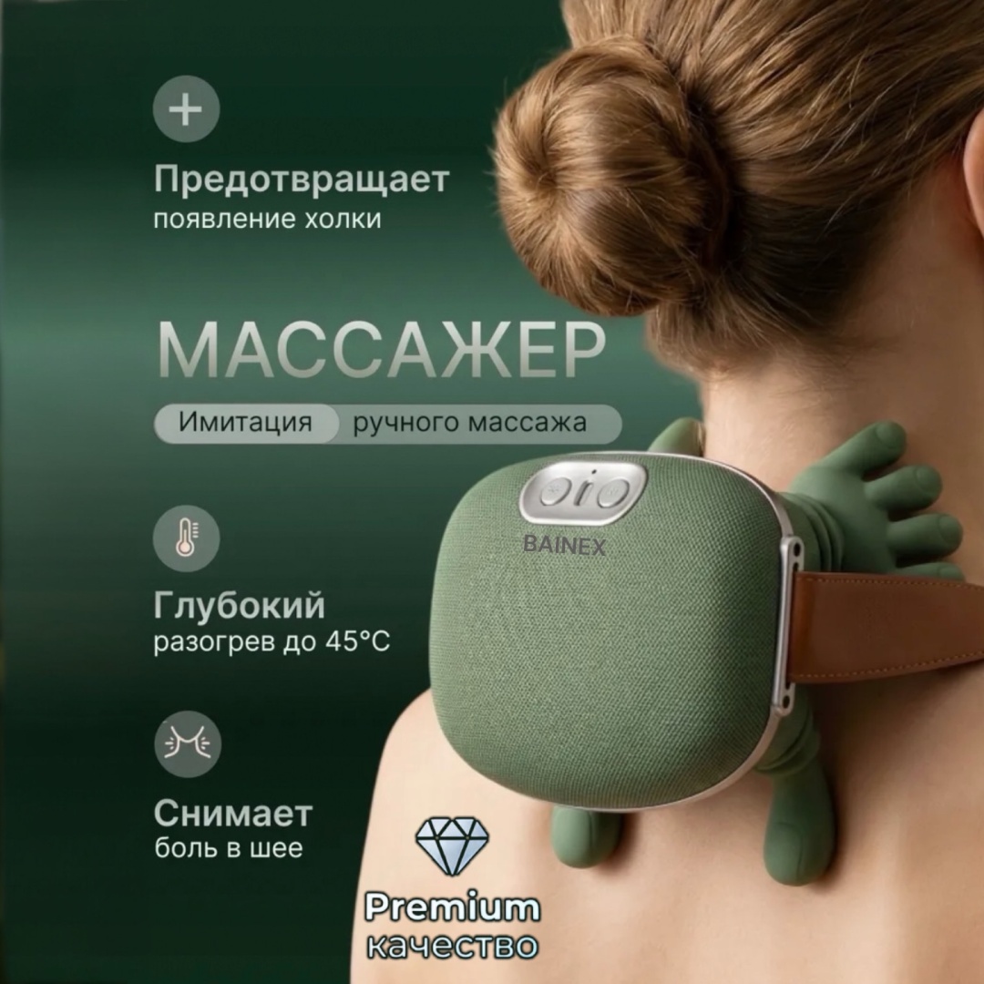 Массажер BAINEX FH670 воротник 3D-массаж, вибрационный, разогревающий, растирающий