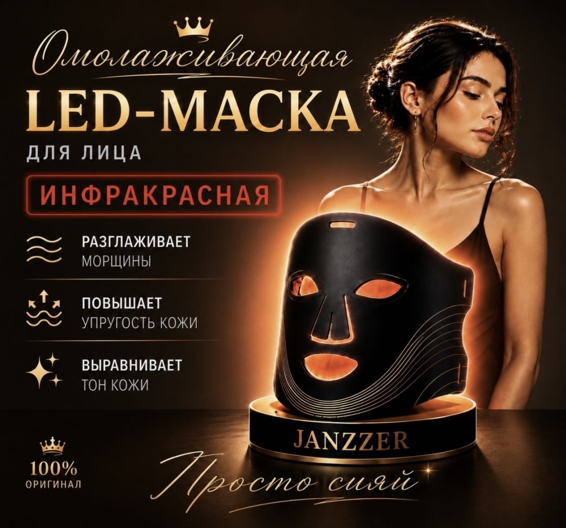 JANZZER инфракрасная лампа, аппарат светодиодной LED терапии, светодиодная маска для лица, светотерапия