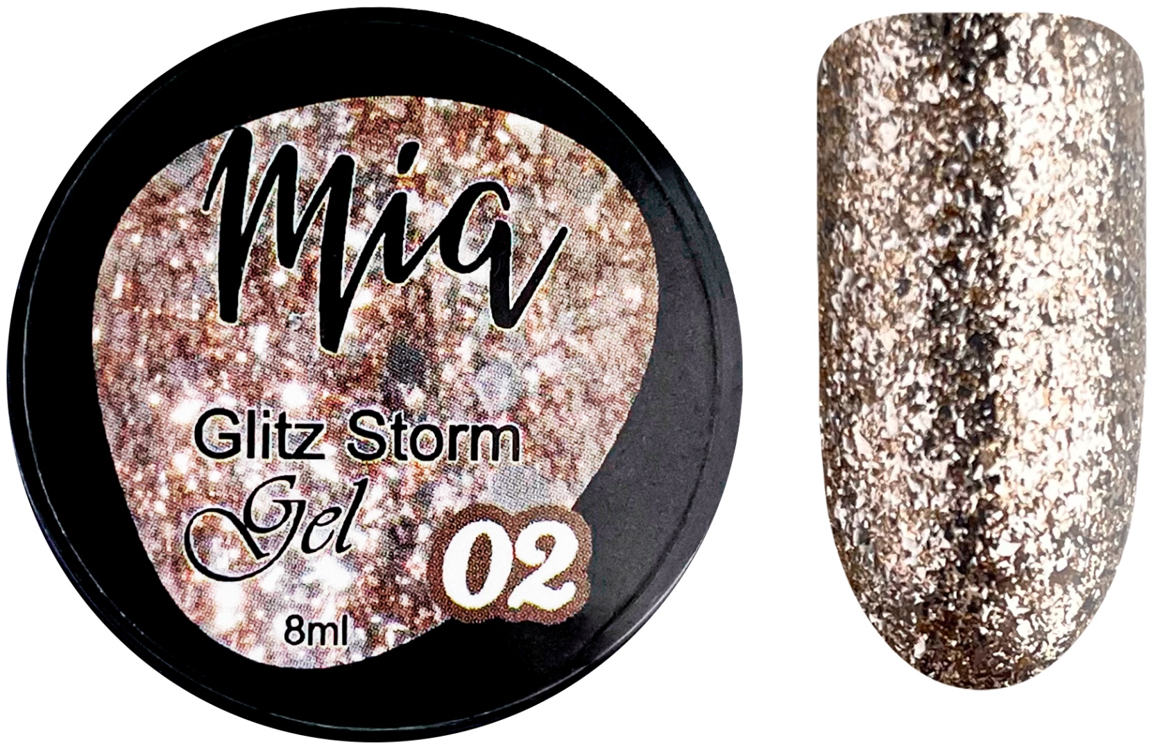 Mia гель для дизайна 02 Glitz Storm 8 мл