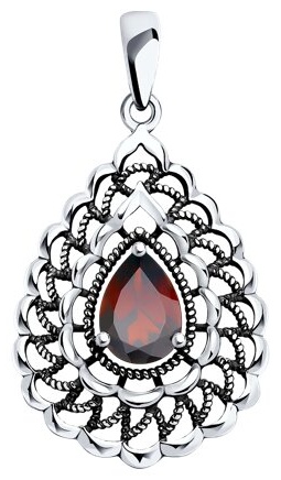 Подвеска Diamant 95-330-01727-1 вес 1.55 г серебро, гранат