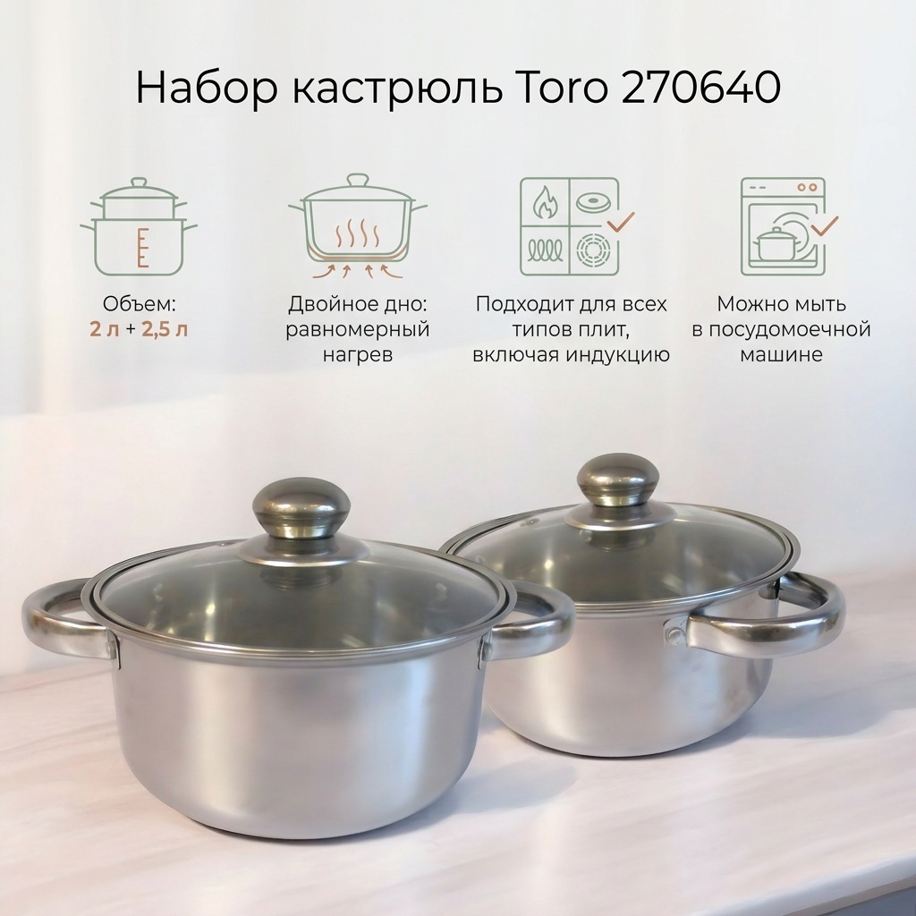 Набор кастрюль Toro 270640 2 в 1