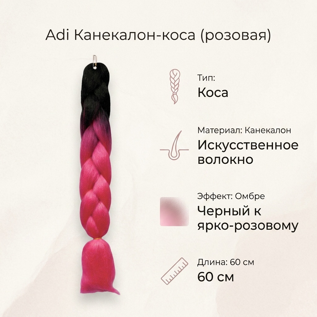 Adi канекалон коса розовый