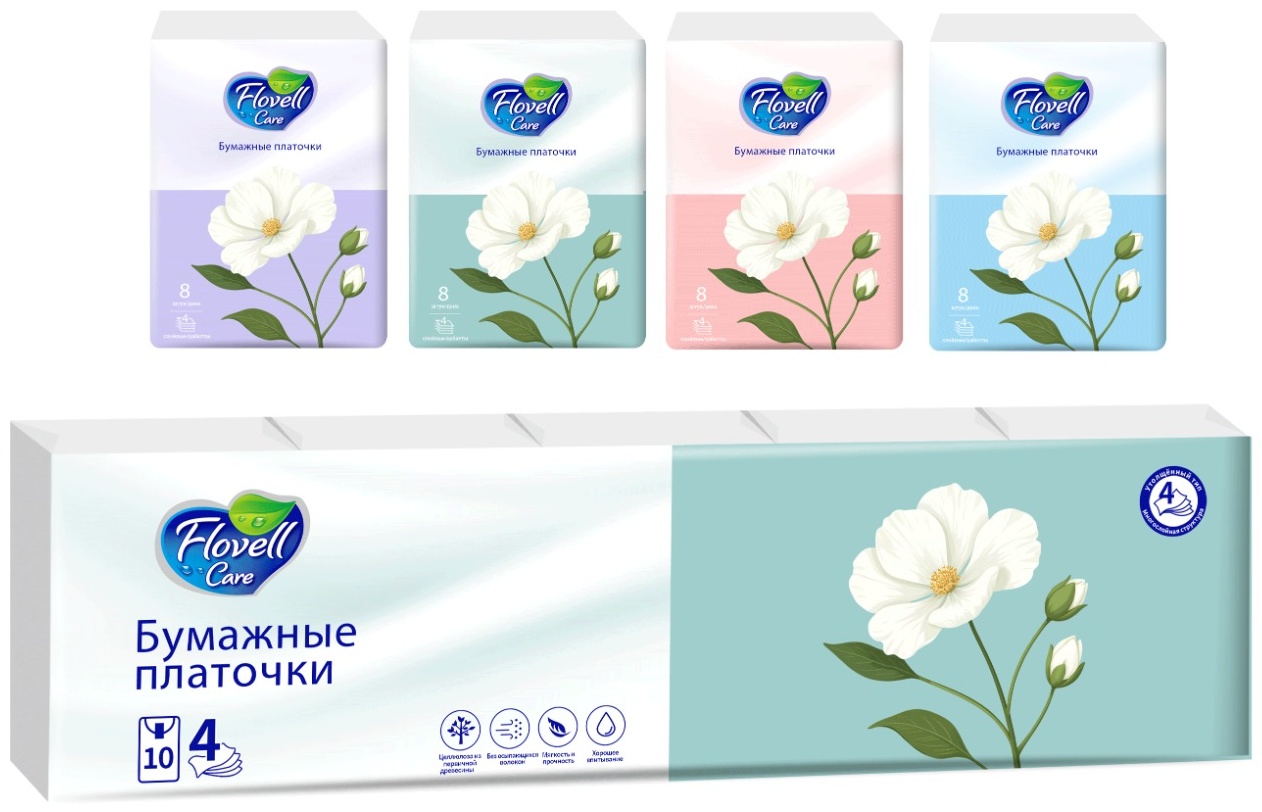 Бумажные платочки Flovell Care Бумажные платочки Flovell Care 10 шт