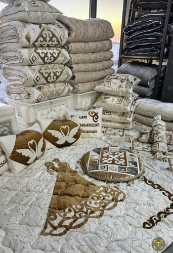 Aisha Textile комплект корпе с подушками 230x80 см, вата, синтепон, белый, бежевый, золотистый