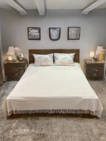 Плед LUX HOME 200х220 см, хлопок, акрил, белый, молочный