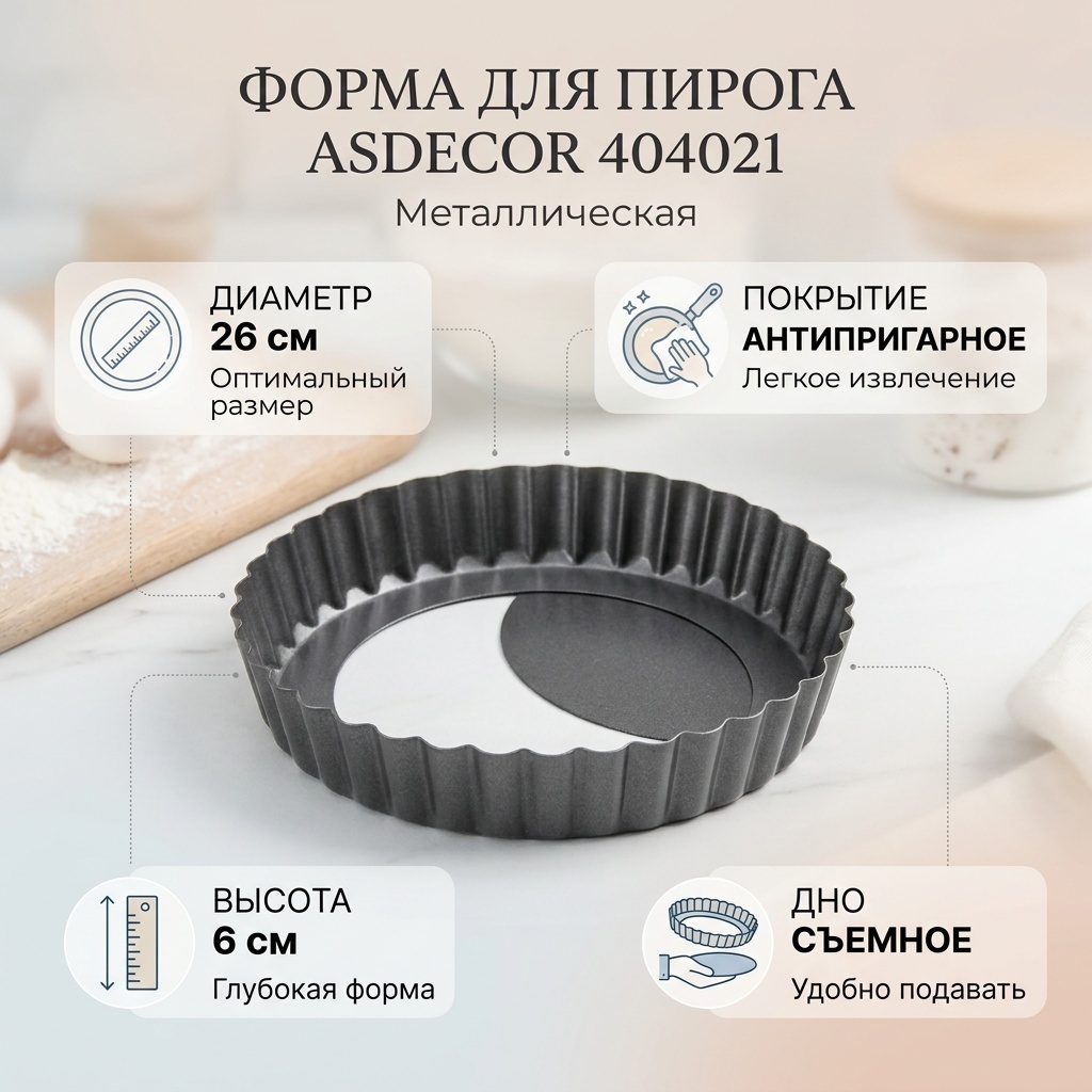Форма для выпечки, для запекания, для хлеба, для кексов ASDECOR металл, 1 шт