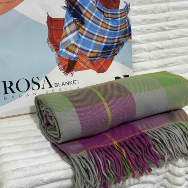 Плед ROSA 160х210 см, кашемир, шерсть, розовый, мультиколор