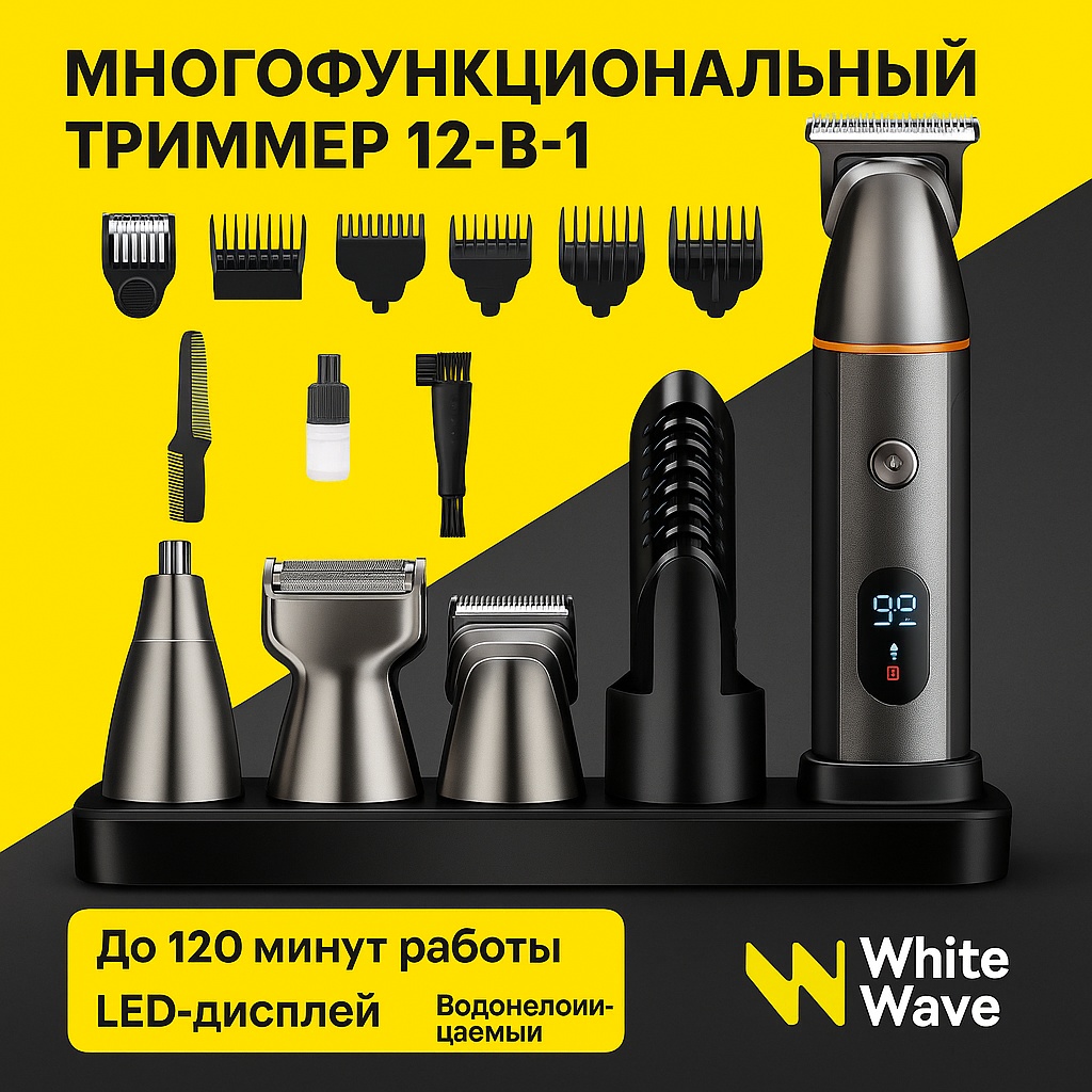 Триммер универсальный 12в1 White Wave WW-LK-881 черный
