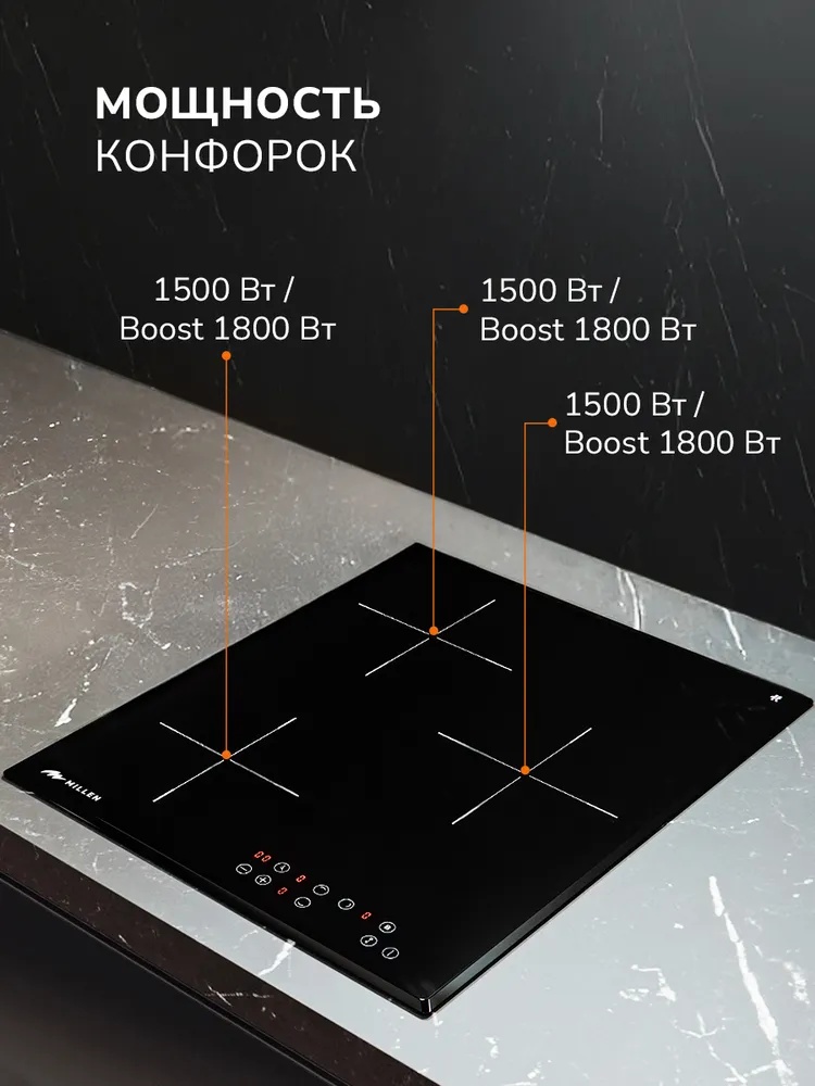 MILLEN MIH 451 BL панель стеклокерамическая индукционная 3