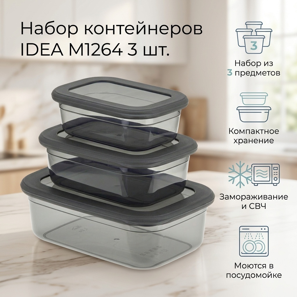 IDEA набор контейнеров M1264 3 шт, пластик