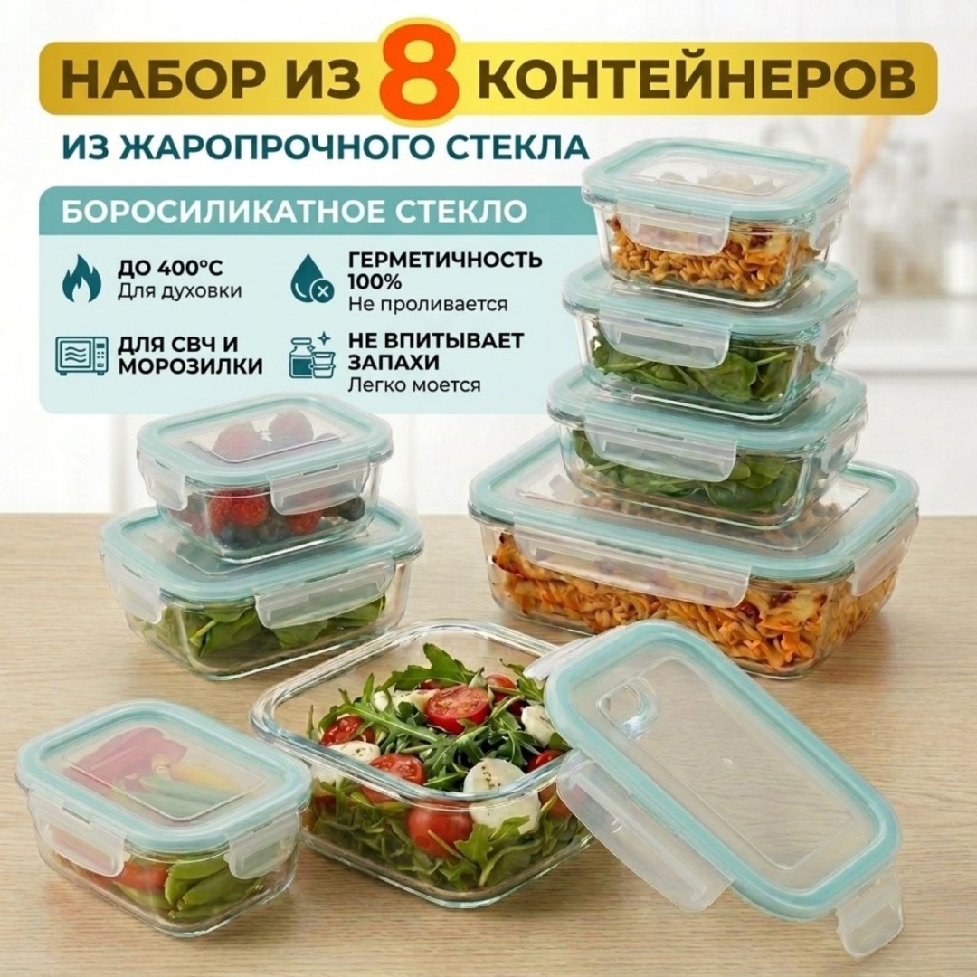 Набор ланч-боксов 30445309_179911150 8 шт, стекло