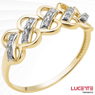 Lucente Бриллианты Якутии RIN-LU-585-343225-185 размер 18.5 вес 1.82 г золото, бриллиант