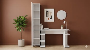 Стол компьютерный с надстройкой BEREN COMBO, 150х50x180 см, белый