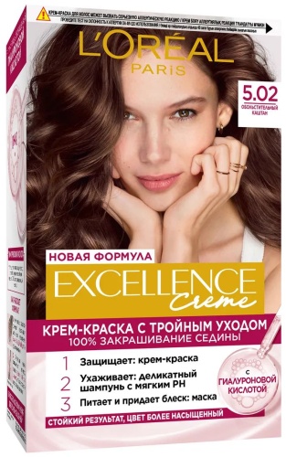 Loreal Paris крем-краска 100% закрашивание седины к355 №5.02 Обольстительный каштан крем-краска 268 мл