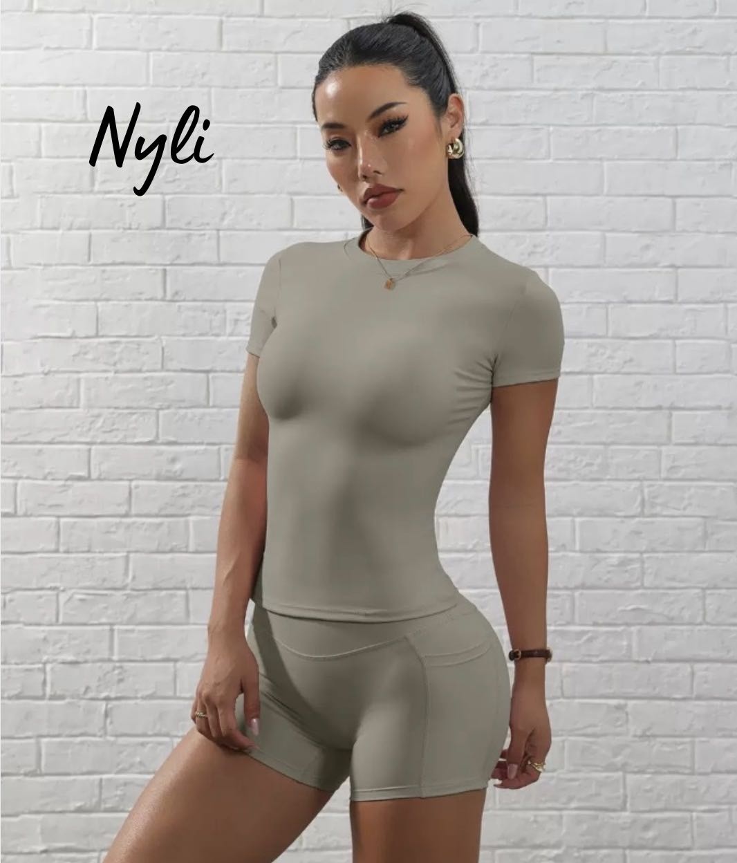 Спортивный костюм Nyli бежевый, светло-серый