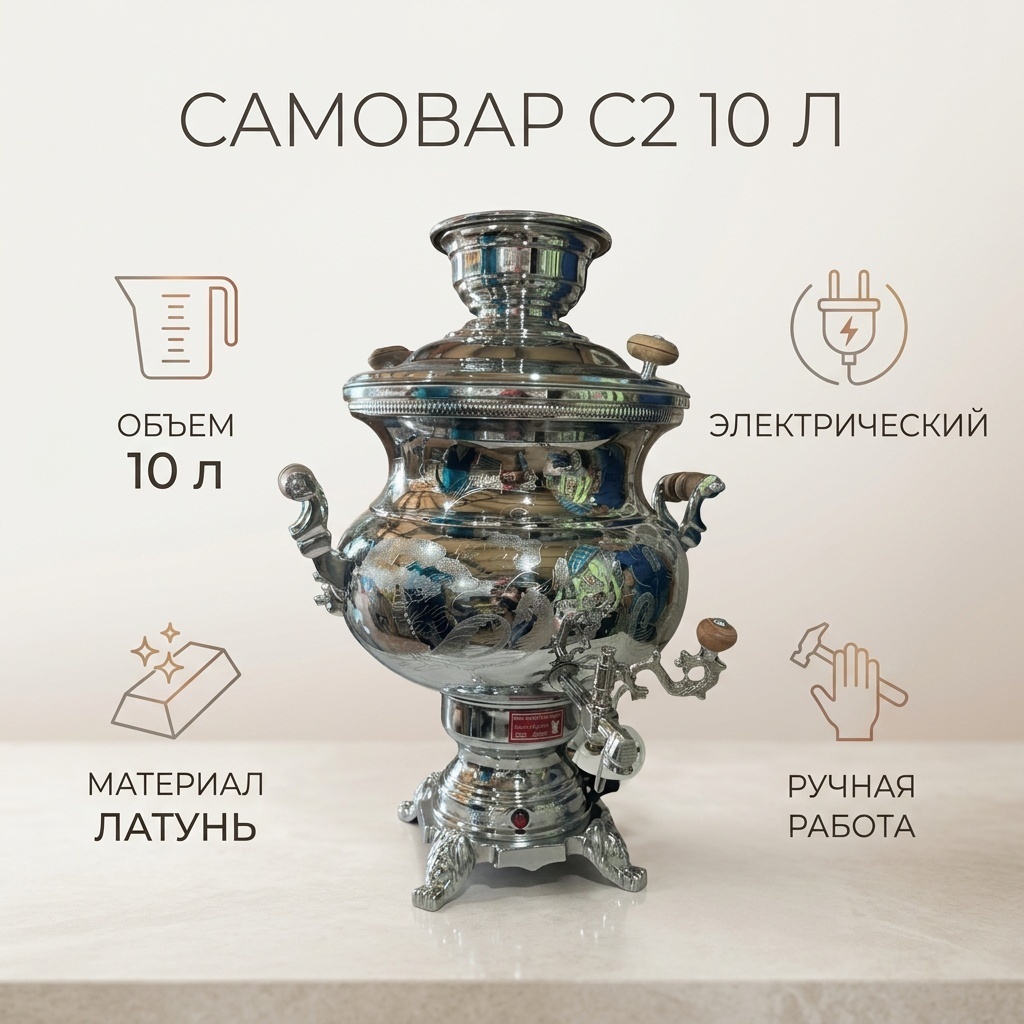 Самовар C2 10 л, латунь
