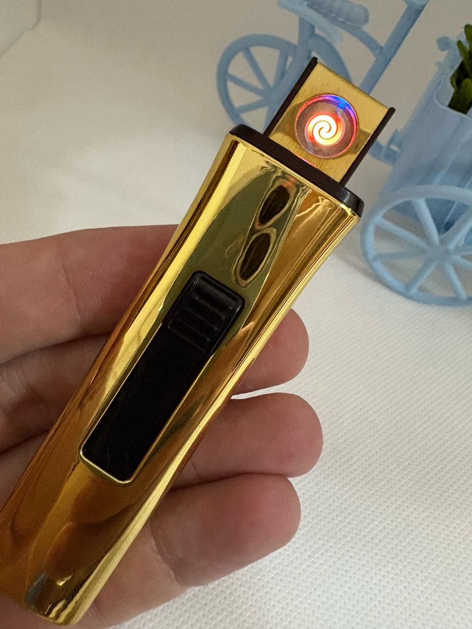 Lighter электронная зажигалка Lighter gold electr, ABS пластик