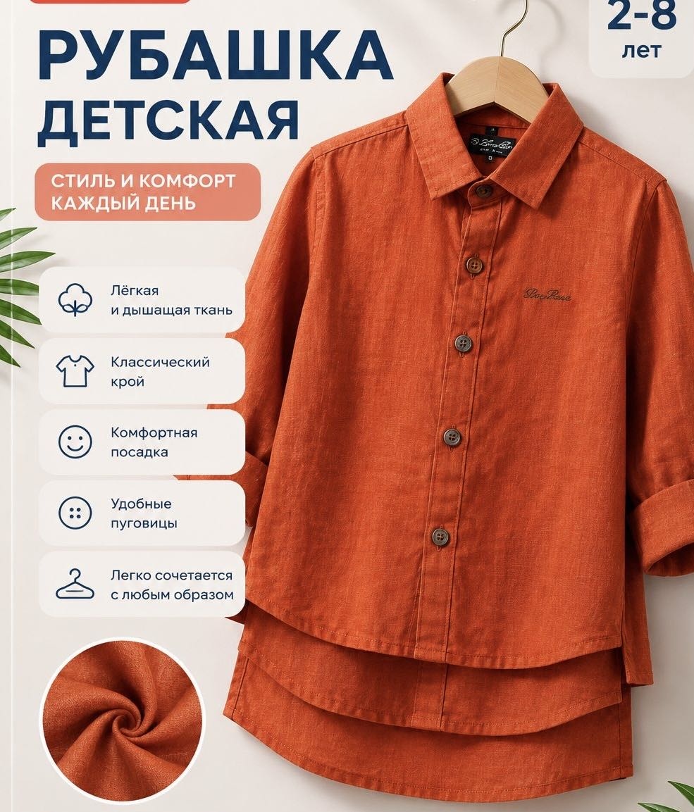 Рубашка прямая оранжевый