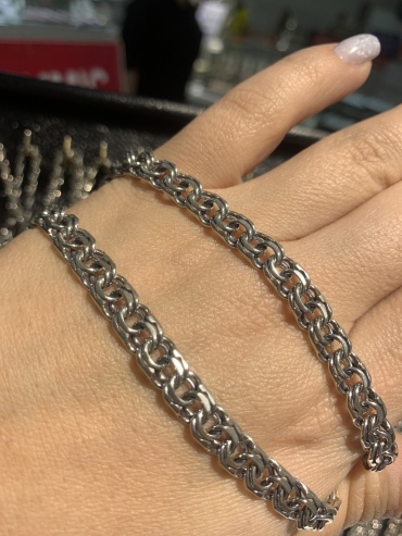 GLOWY 260793 длина 50 см, вес 15.59 г серебро, плетение бисмарк
