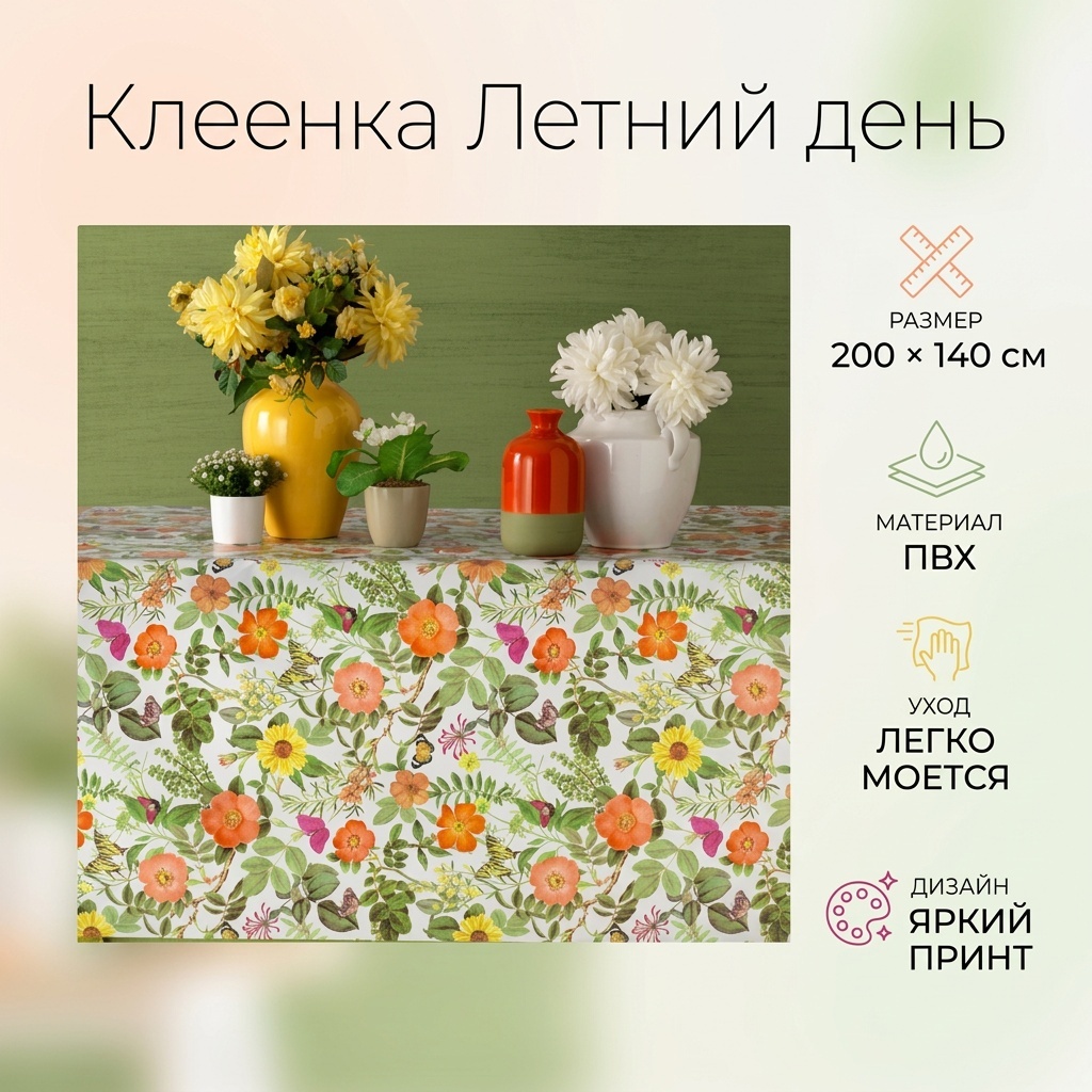 Клеенка 200x140 см, ПВХ, 1 шт