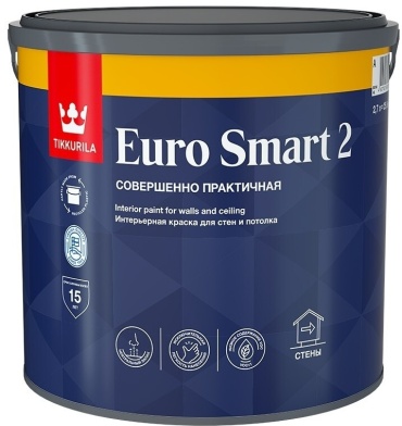 Tikkurila водоэмульсионная Euro Smart 2 2.5 л, белый цвет