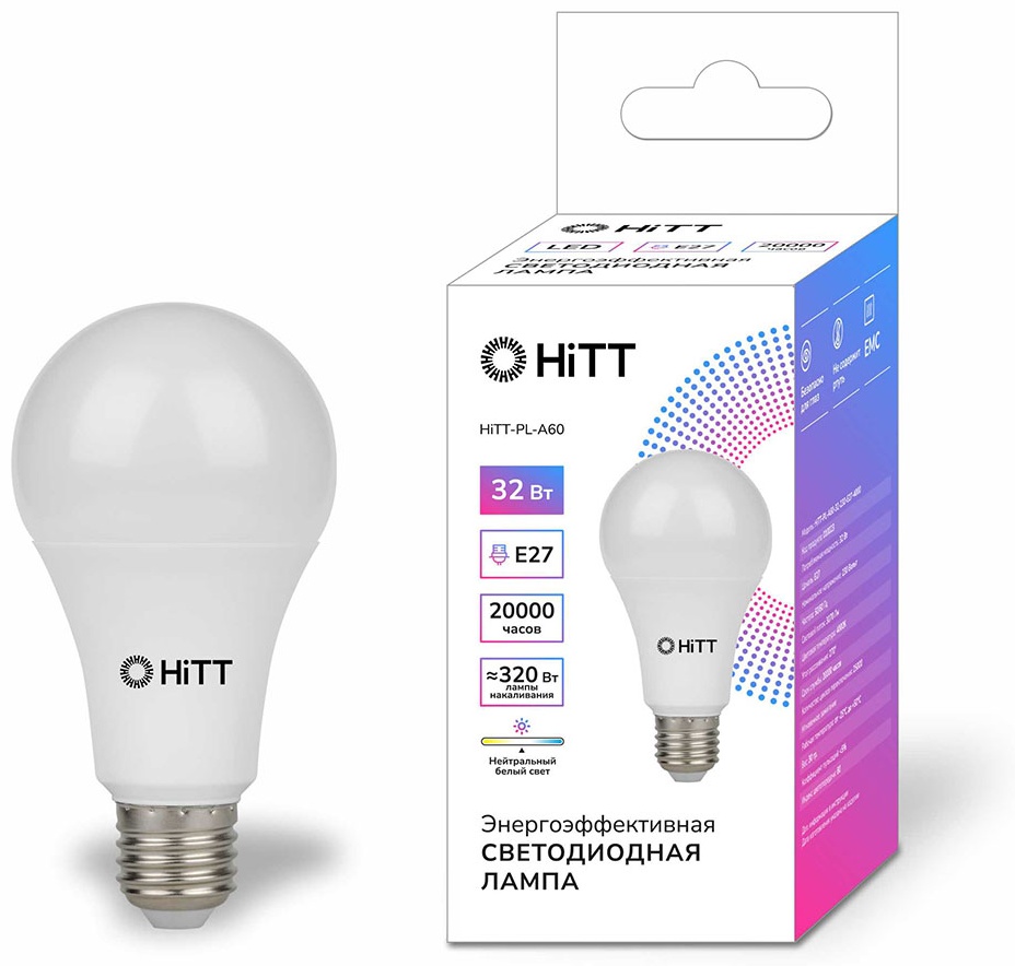 HITT 32W E27, светодиодная, холодный белый