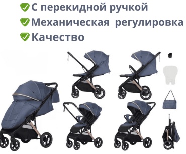 Коляска прогулочная Wingoffly V6599 С ПЕРЕКИДНОЙ РУЧКОЙ, синий